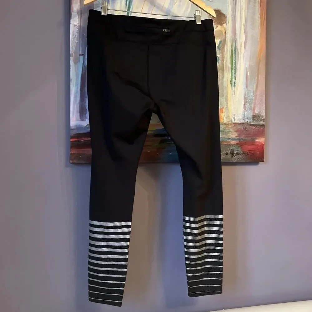 Athleta Sz XL Striped Tight Leggings Silver Black Women's/See details GOOD